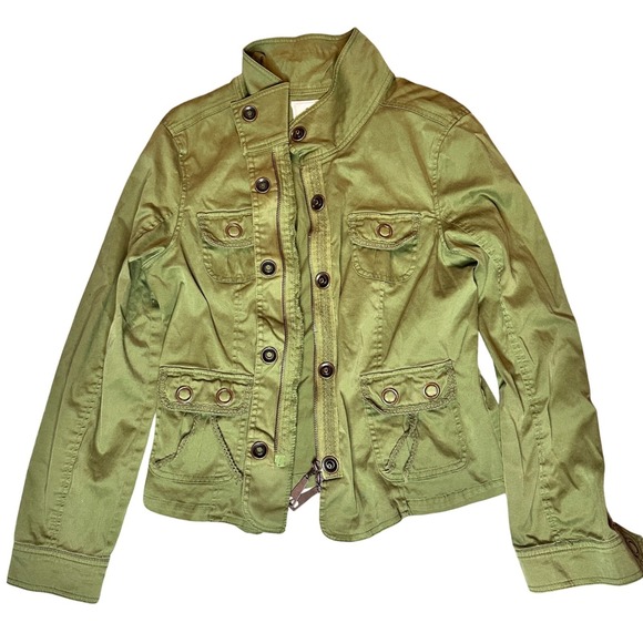 Ami Jackets & Blazers - Y2K‎ AMI Olive Green Cargo Utility Jacket Grommet Pockets Juniors Large